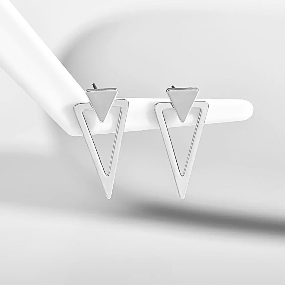 NEW Dainty Triangle Ear Jacket Earrings Silver color Boutique